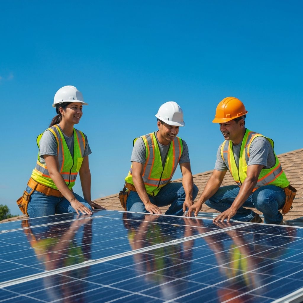 Professional solar installation team