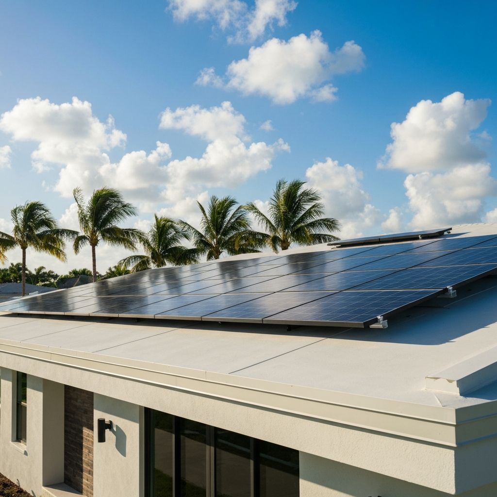 Solar panels on residential roof